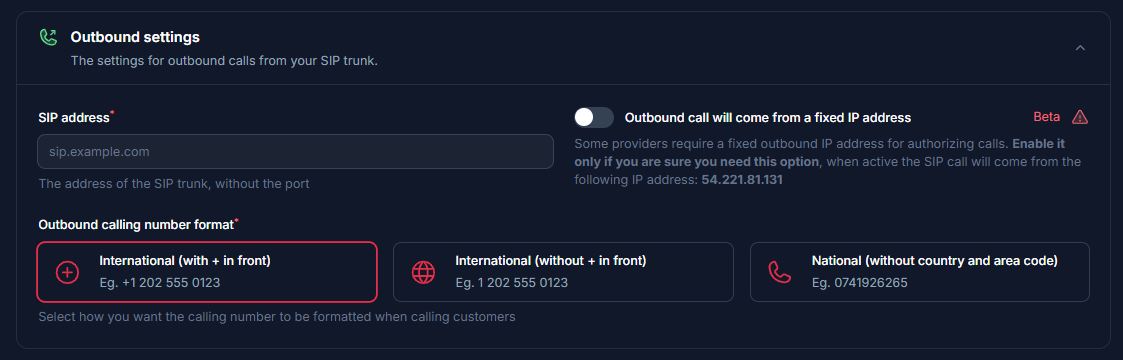 SIP Integration Outbound